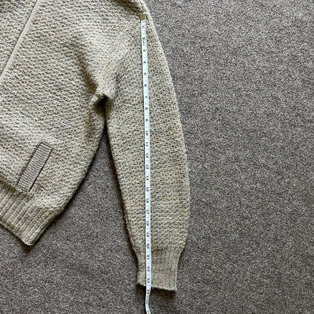 Vintage LL Bean 100% Wool Zip Up Cardigan Knit Sweater Beige Women M Made In USA - Picture 7 of 12